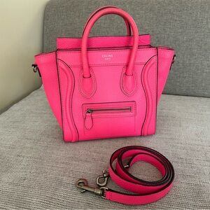 CELINE Luggage Nano Crossbody Bag in Pink